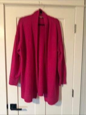 LOFT Open-Front Cardigan in Bright Fuchsia